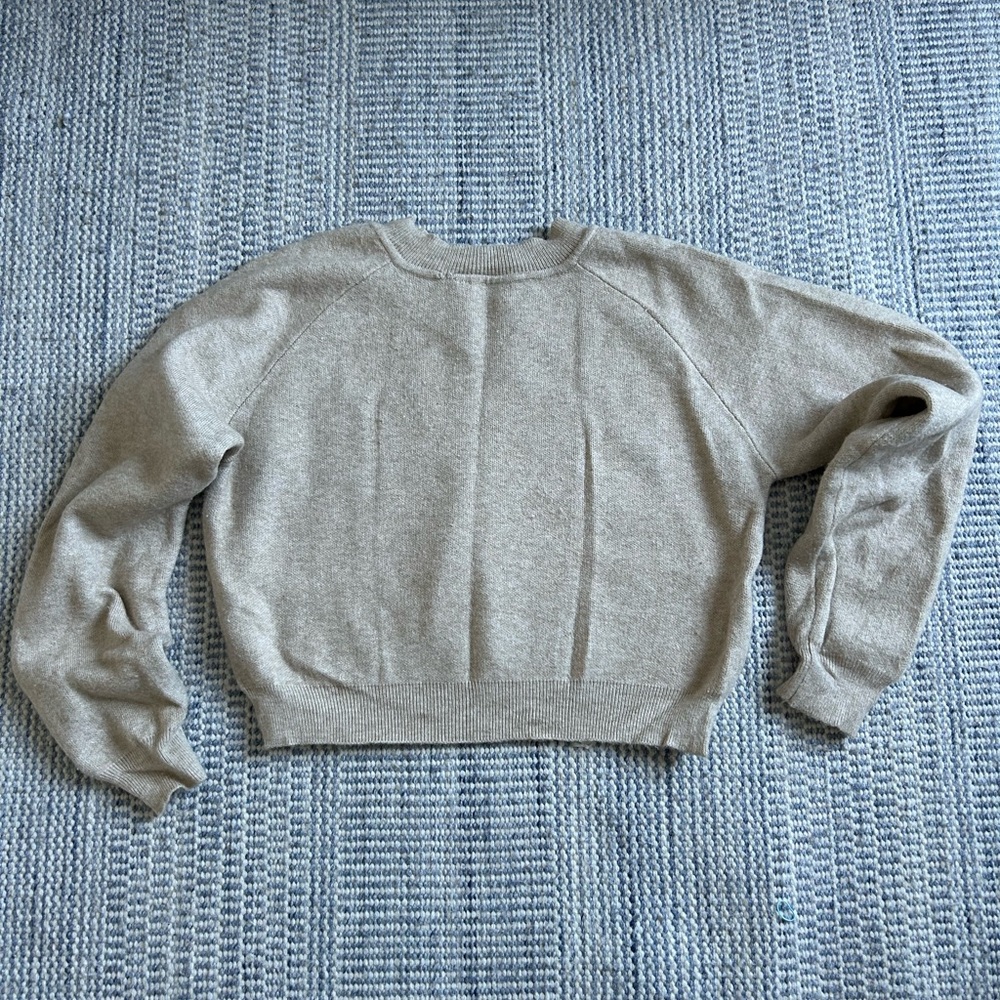 Free People Taupe Button-Accent Cropped Sweater - Picture 2 of 4